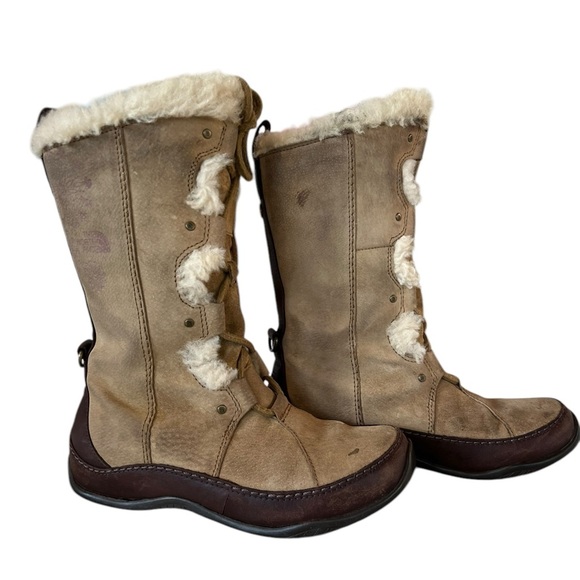 The North Face Tan and Brown Winter Boots with Fur Trim Size 6.5 - Picture 11 of 16